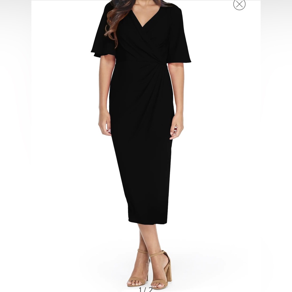 Maggy London faux wrap sleeve dress